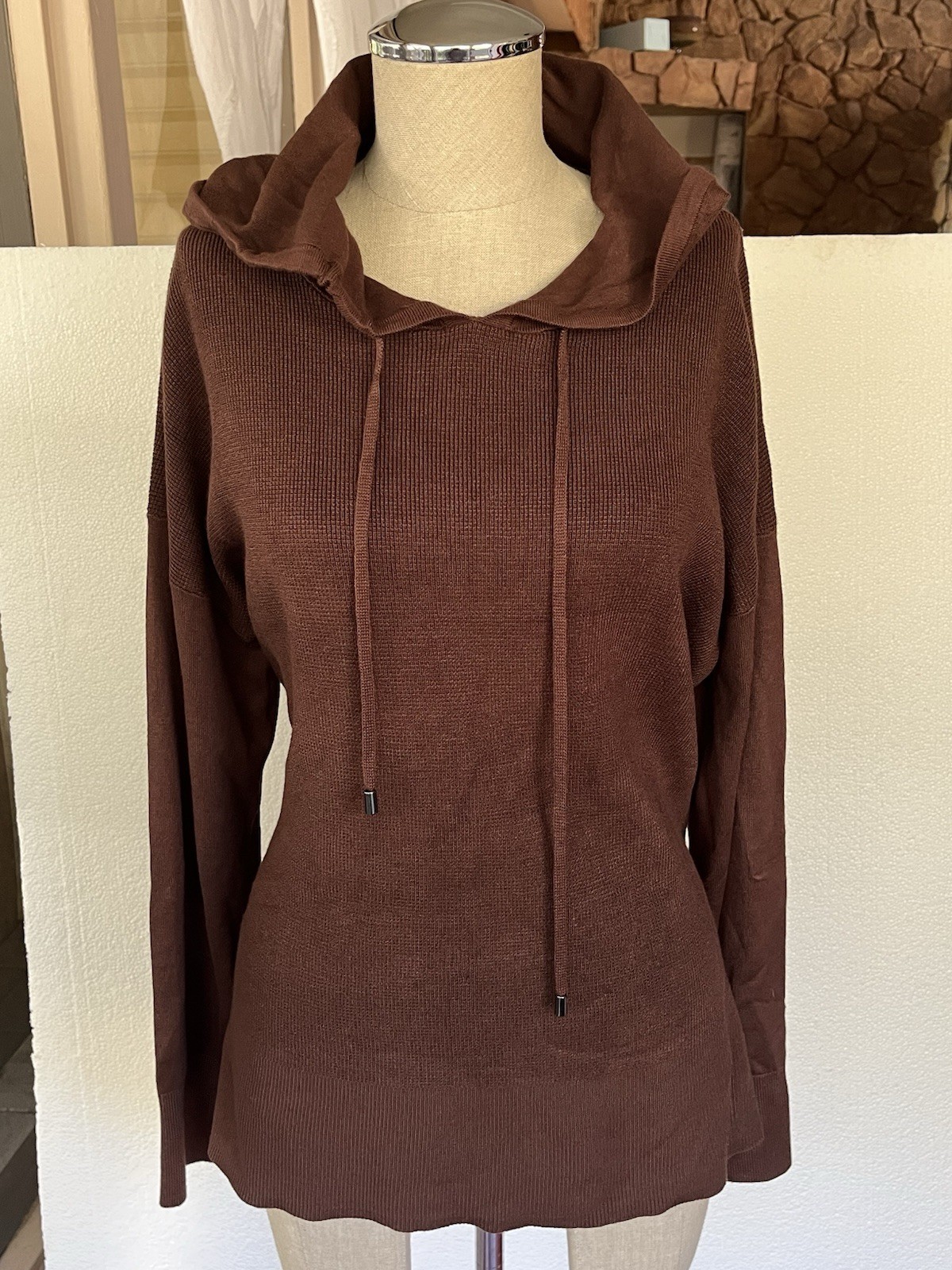 Jones New York Hooded Sweater Women’s Size Large Brown Hoodie Sweater Pullover