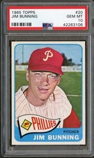 1965 Topps #20 Jim Bunning Phillies PSA 10 GEM-MT 42263106 