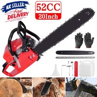 52cc Heavy Duty Petrol Chainsaw 20 Bar 50 cm Cut 2-Stroke Easy-starting Tool UK