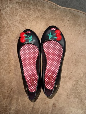 Mini Melissa Ultragirl Black Cherry Peep Toe Ballet Flats 13