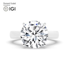 Round Diamond Engagement Ring 18k White Gold Labgrown 5 Ct Solitaire