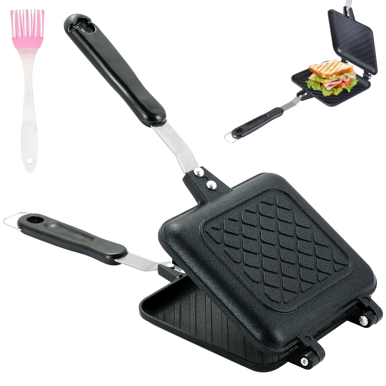 Sandwich Maker Pan, Grilled Panini Press with Non-Stick Double Sided Flip Fry...
Opens in a new wind