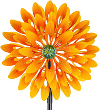 Sunflower Wind Spinner with 6 Blades, Metal Kinetic Wind Spinners Outdoor for Ya