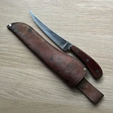 Vintage Santa Fe Triplex Stainless 10" Filet/Boning Knife Japan w/Sheath