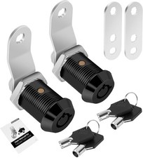 2 Pack Cabinet Lock with Keys, 7/8" RV Storage Locks 7/8 Inch, Black -2