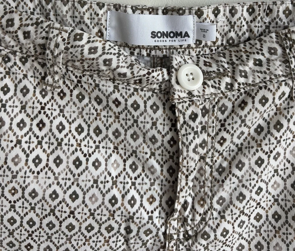 Shorts feminino Sonoma 8 multicolorido cintura baixa algemado bolso chino frente plana - Imagem 2 de 4