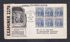 USA 1940 5¢ DANIEL CHESTER FRENCH BLOCK OF 6 ON CENSORED FIRST DAY COVER TO UK