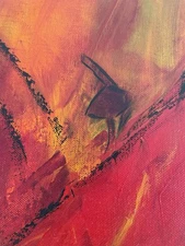 Bold Inferno-Expressionist Painting  On Canvas Art -Signed 24x30”MCM