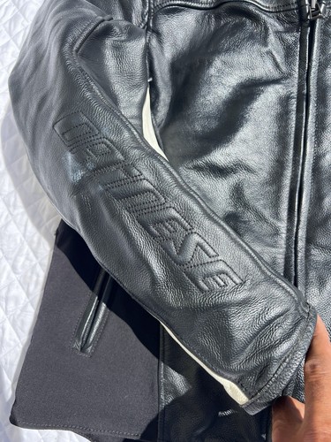 Dainese Black Leather Jacket Motorcycle Padded Moto Sport Rider Padded Size 52 - Picture 6 of 15