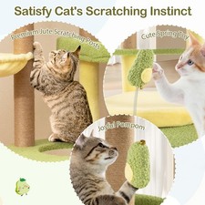 Multi-level Cat Tree Avocado Theme Cat Tower w/ Wide Perch Green