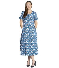 Svaha NWT Release the Kraken Midi Dress Women’s 2X Organic Cotton Blue Pockets