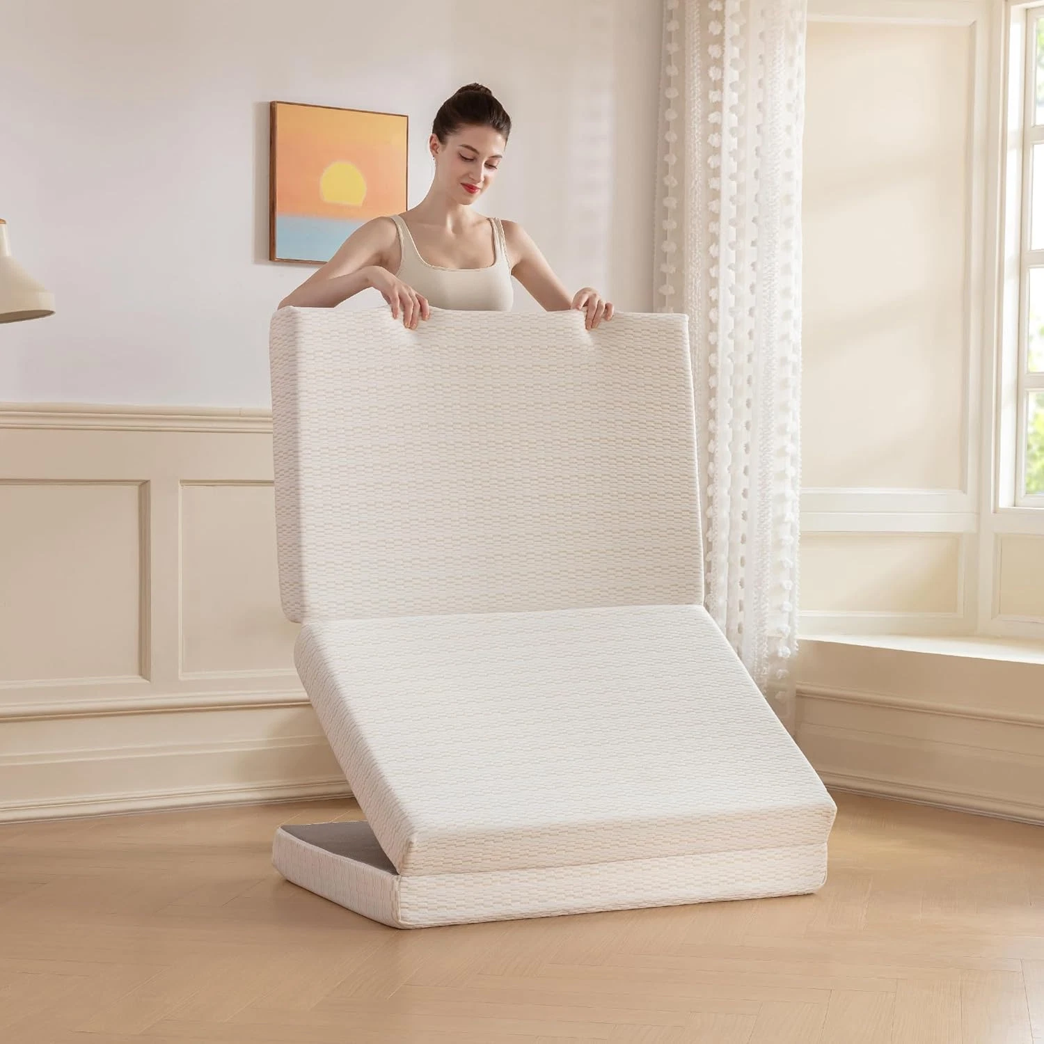 Colchón de espuma viscoelástica plegable de 4 pulgadas tamaño queen