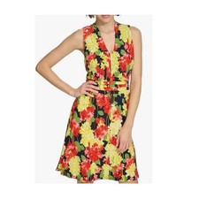 Tommy Hilfiger Dress Women's 6 Navy Floral Sleeveless Fit & Flare Summer Sheath