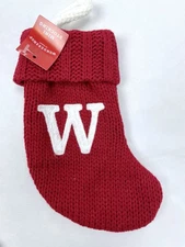 New Wondershop Red Mini 8” Christmas Knit Stocking Initial Letter “W”