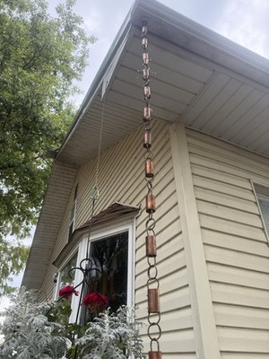 All Copper Rain Chain Brushed Copper Finish  Garden Decor 8.5ft w/ adapter