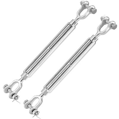 JOIKIT 2 PCS 12 Inch M10 Galvanized Steel Jaw and Jaw Turnbuckles with 3/8 Inch