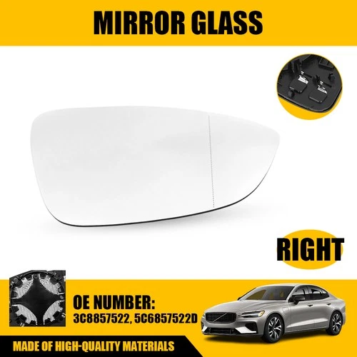 Mirror Glass Heated Passenger RH for Volkswagen CC Eos Passat 09-17 3C8857522
