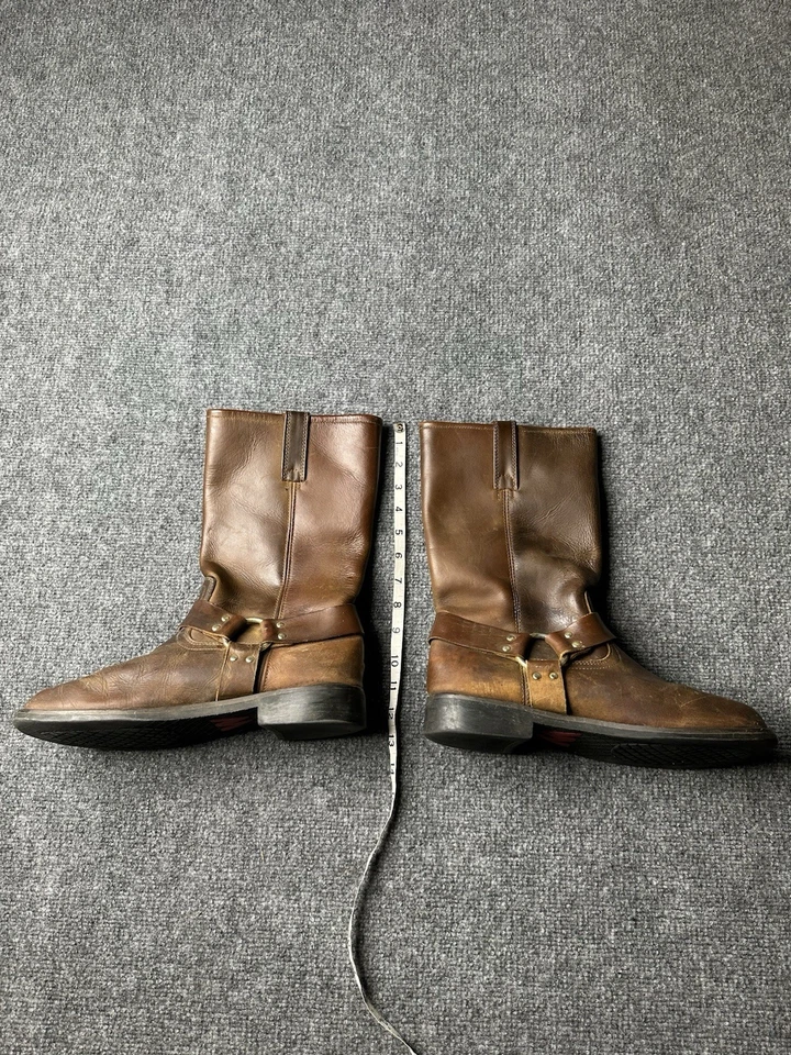 男式皮革束带靴牧马人棕色拉式自行车风格,尺寸 US 11 — 第 4/4 张图片