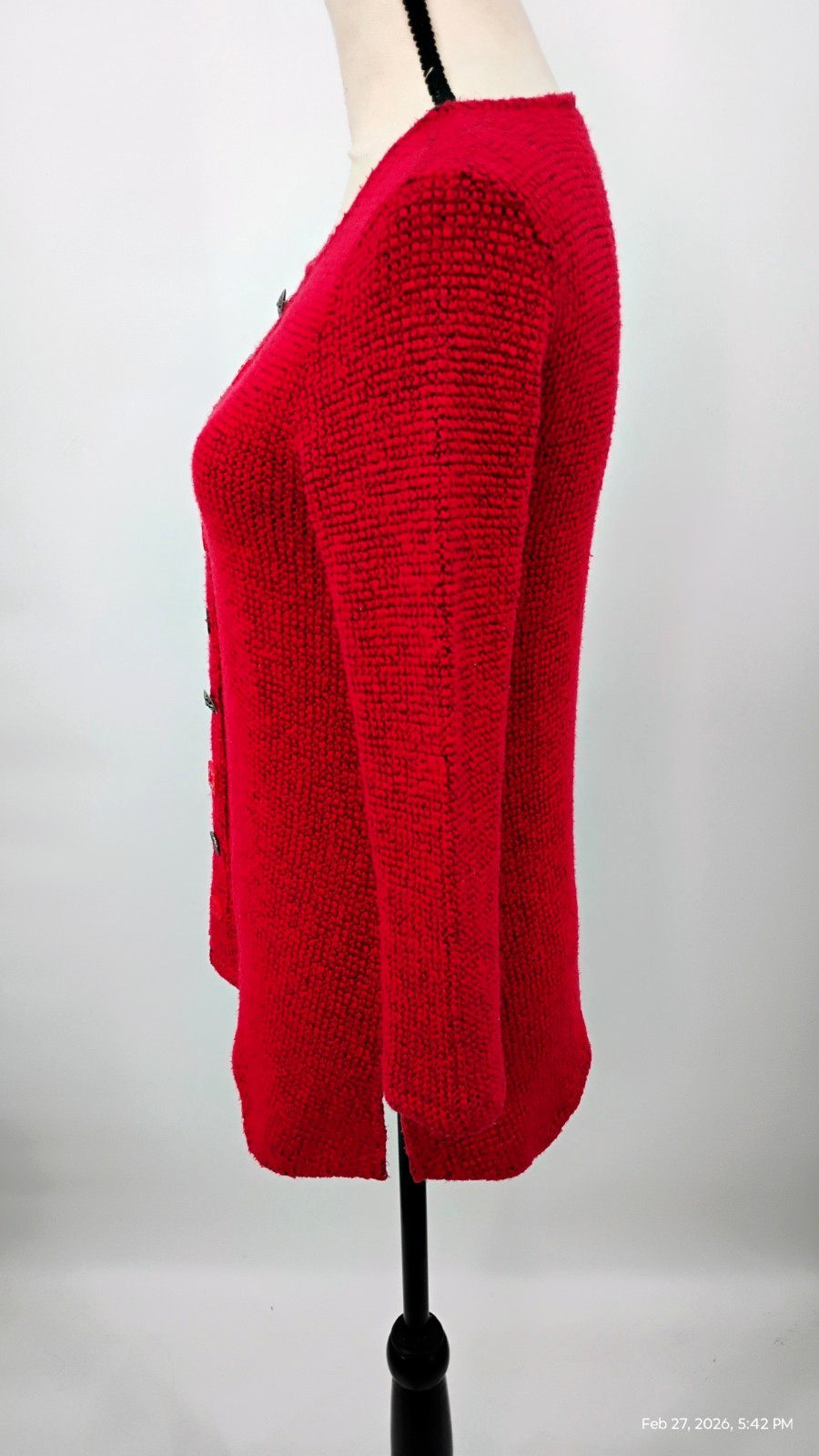MULTIPLES Red Textured Button Front Trim Tunic To… - image 8