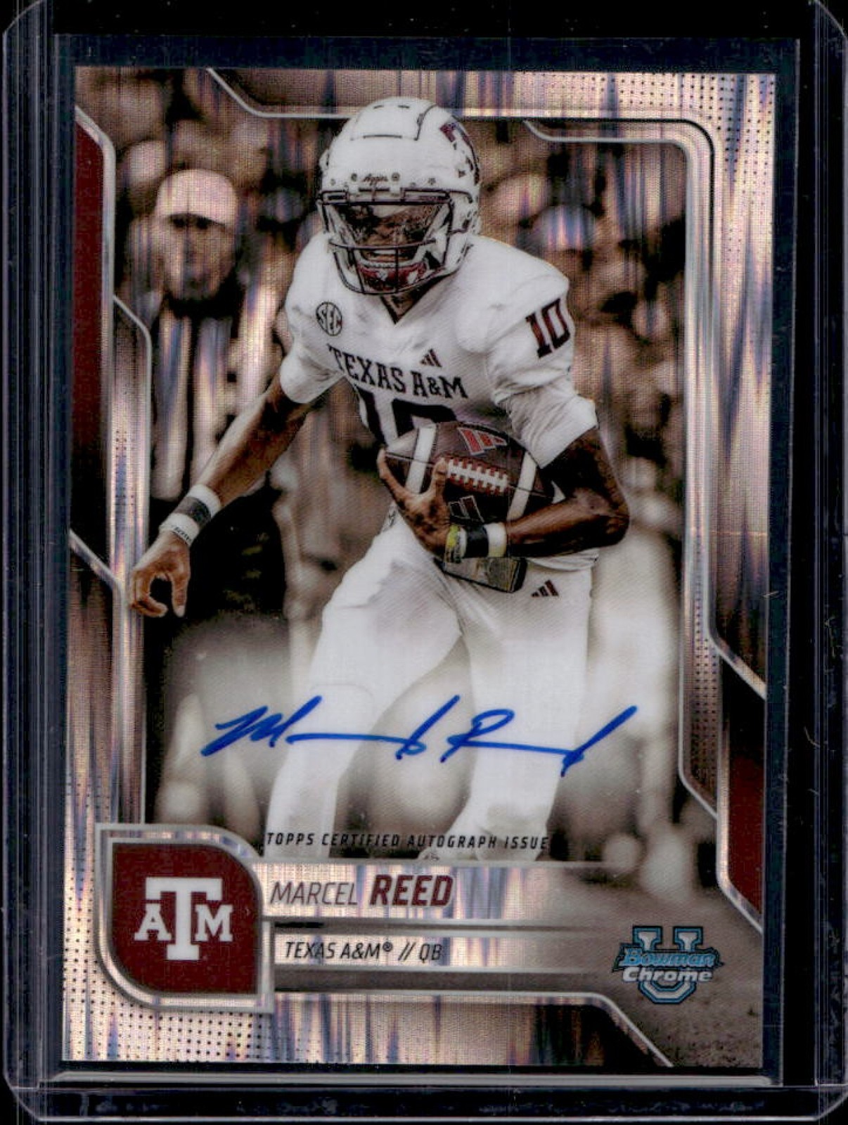 2025 Bowman Chrome U Marcel Reed Prospect Auto Stealth Refractor #BCA-MRE