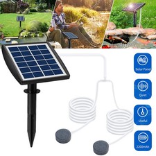 6V 2W Plug-in Solar Oxygen Pump 2 Air Bubble Stones Fish Tank Oxygenator Aerator