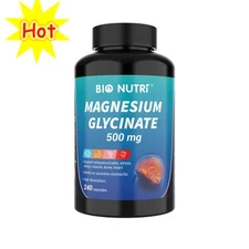 Magnesium Glycinate 500mg 240 Capsules - Sleep Support Stress Relief Bone Health