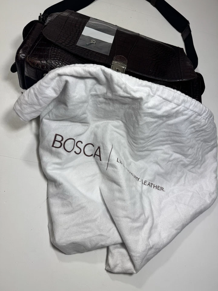 Maletín bosca cocodrilo correa para el hombro solapa con llave y bolsa antipolvo  Foto 2 de 4