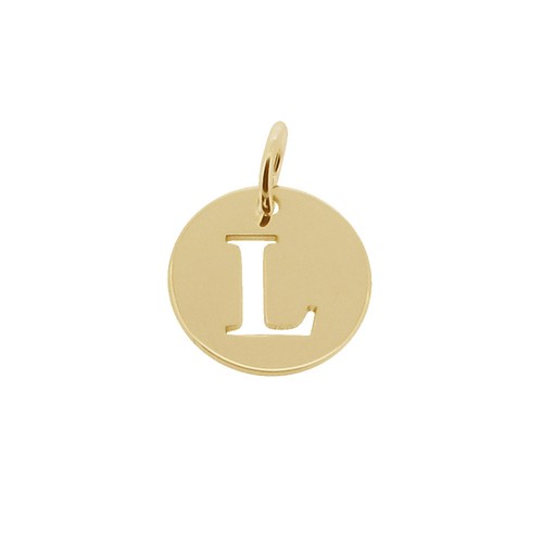 Dije de disco colgante de letra inicial enchapado en oro de 9 quilates personalizado recortado cualquier letra inicial a la Z - Imagen 16 de 30