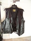 Men's Black Leather Vest w/ Braided Extenders - Size L