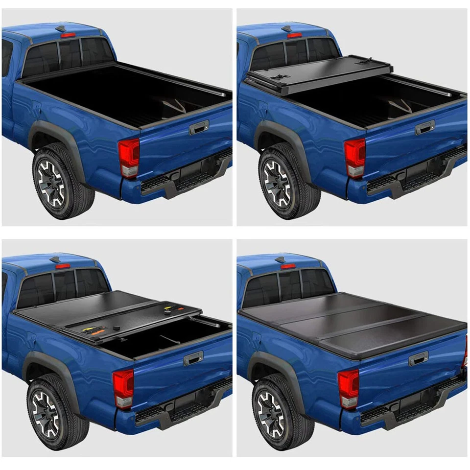 Cubierta rígida Tonneau de plataforma de camión de 5 pies para Toyota Tacoma 2005-2015 triple plegable con lámpara Foto 3 de 4