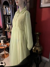 Vintage 60s double nylon chiffon lime green negligee Peignoir lingerie L