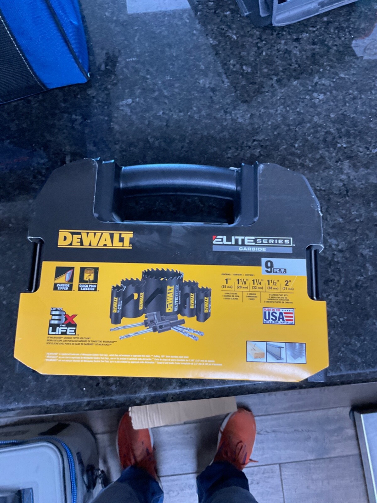 DEWALT Elite Series Carbide 9pc 1"2" Hole Saw & Drill Kit DAH39CTSET