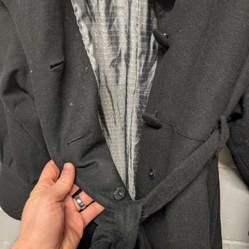 LANE BRYANT (22/24) Black Wool Blend Long Coat with Belt - Picture 3 of 9