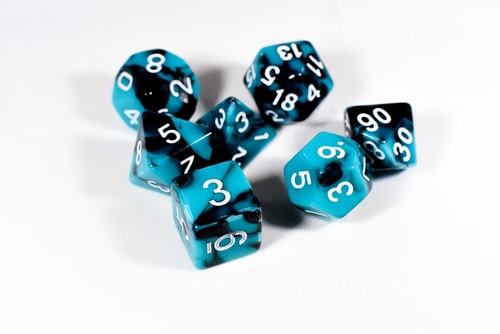 SPIRIT SHADOW DOPPIO COLORE VORTICE TEAL/NERO Dadi BrycesDice DnD Poliedrico - Foto 1 di 2