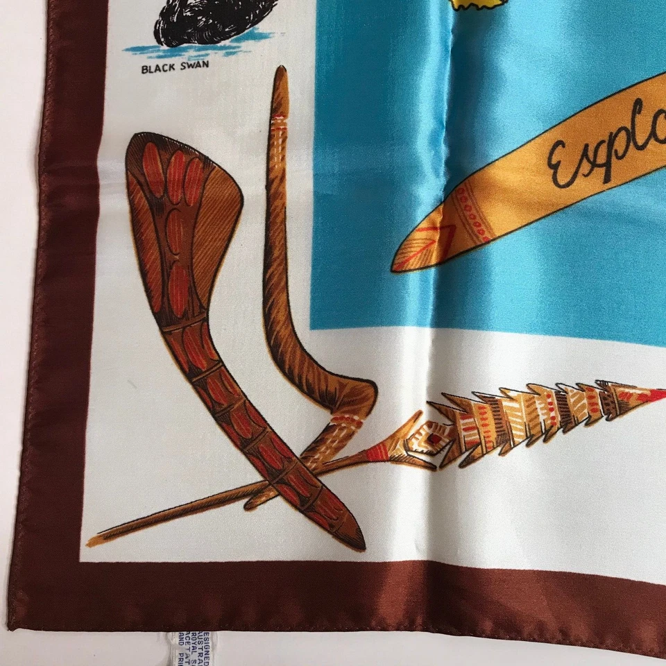 Bufanda vintage hecha en Japón acetato satinado real impresa a mano Foto 2 de 4