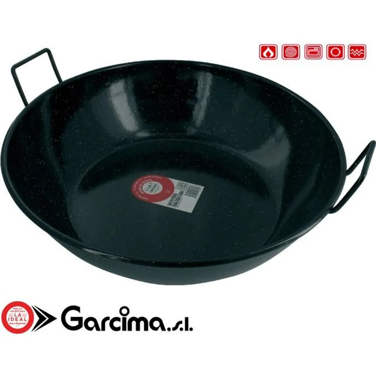 Poêle à paella profonde 45 cm émaillée pour de grands repas d'été