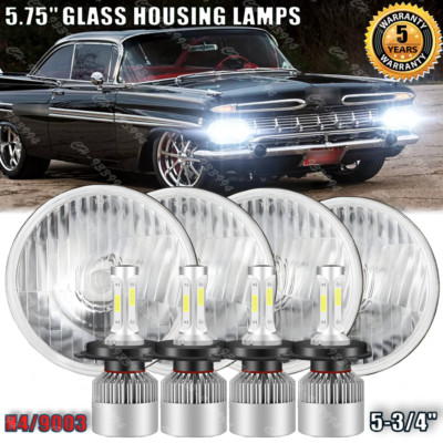 4PCS For Chevy Impala El Camino 5.75''5-3/4''LED Headlights Hi/Lo Beam H4
