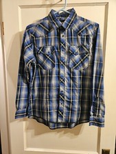 VTG Wrangler Youth Boy's XL 14-16 Long Sleeve Snap Front Plaid Western Shirt