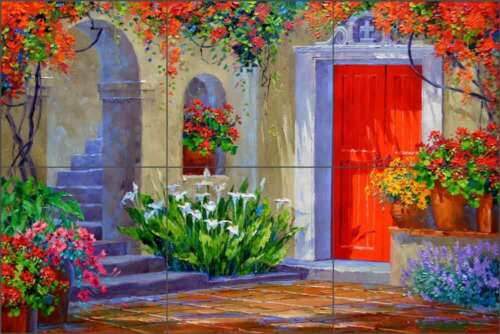 Blumenfliese Backsplash Mikki Senkarik Hof Kunst Keramik Wandbild MSA166 - Bild 3 von 5