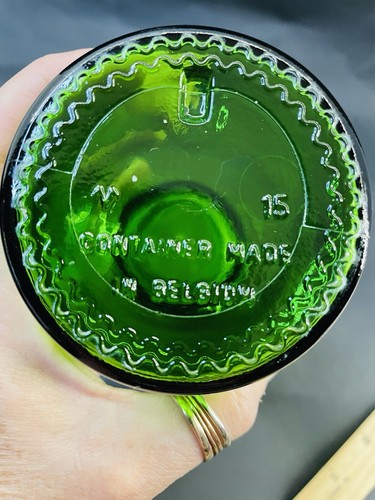 Vintage Belgium Green Glass Canisters Apothecary Jar Bubble Top Set 2 As Is Read - Picture 3 of 7