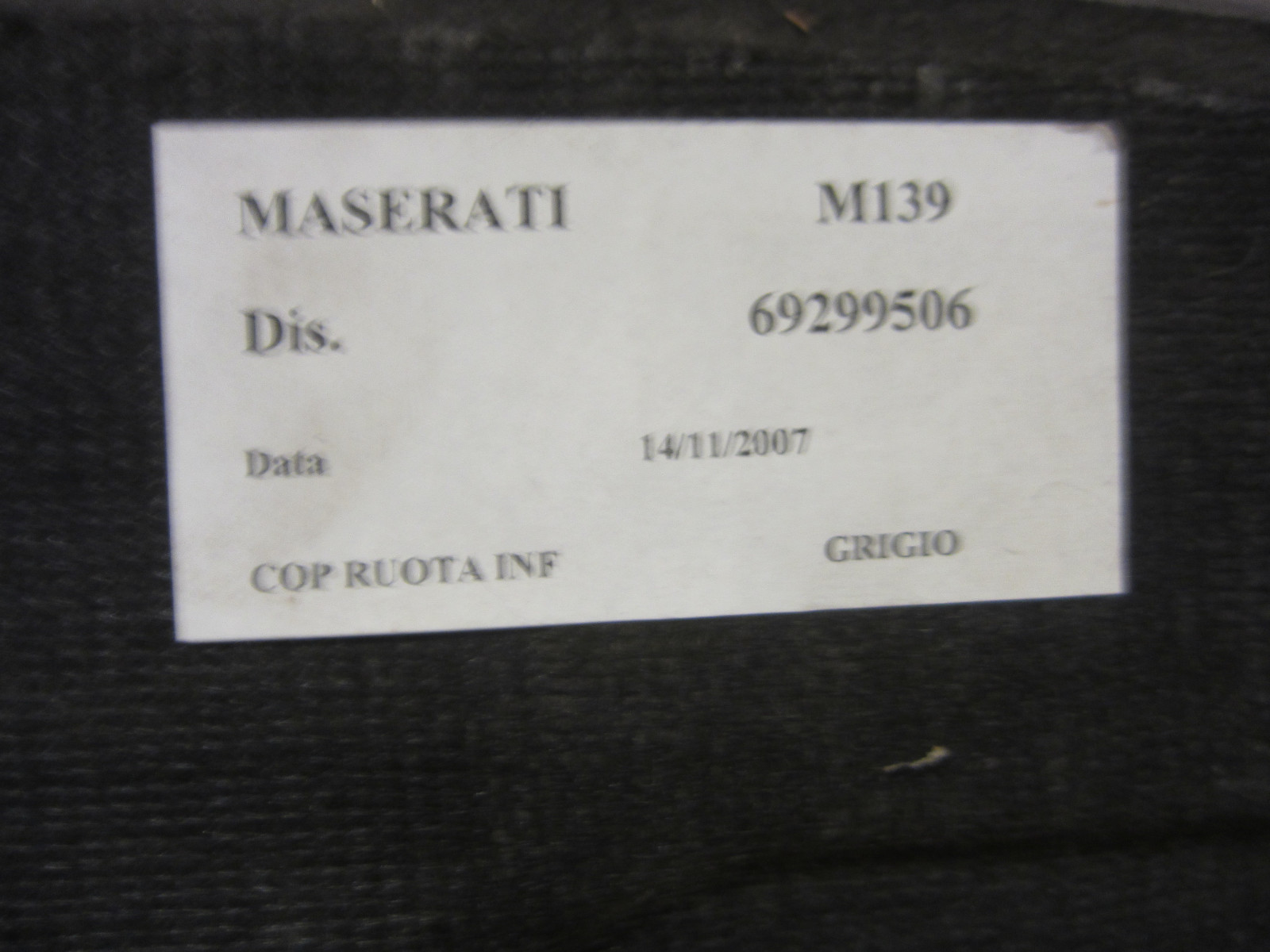 Maserati Quattroporte 07-08 - Spare Wheel Step Cover  - P/N 981433413