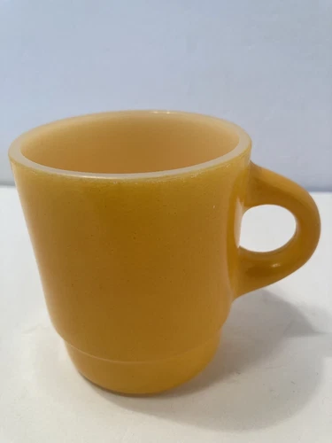 fire king vintage anchor hocking orange/yellow coffee mug 
