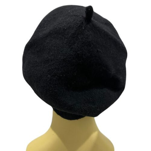 Zara Vintage Warm Plain Beanie Beret Hat  100% Quality Wool. FRENCH BLACK BERET View 5