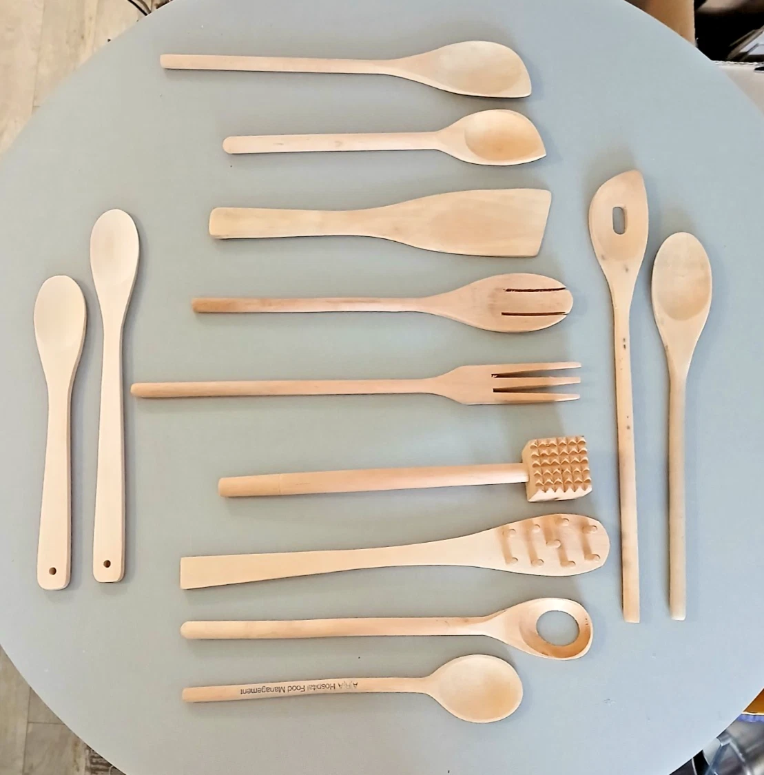 Set Of 13 Wood Kitchen Cooking Serving Utensils Fork Spoon Tenderizer Spatula