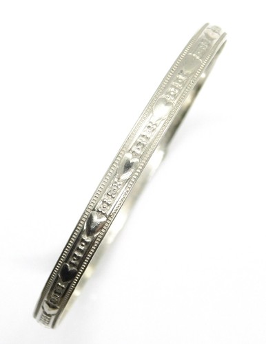 Vintage Danecraft Felch Co 925 Sterling Silver Heart Pattern Bangle Bracelet - Picture 2 of 6