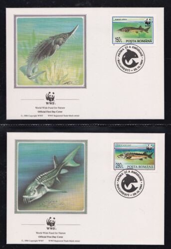 ROMANIA 1994 FIRST DAY COVER WORLD WILDLIFE FUND WWF FISH - Picture 2 of 2