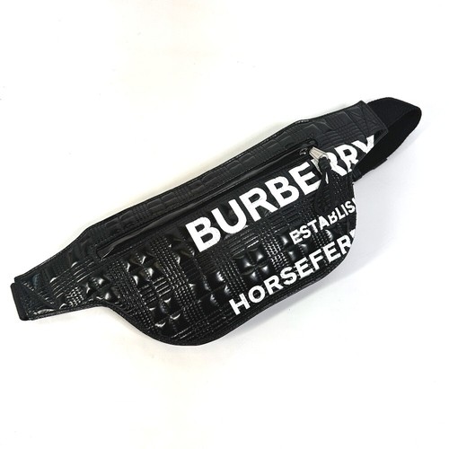 BURBERRY 8028160 logo BRUMMELL HOSEFEY Waist Pouch Cross body bag Black/White - Picture 3 of 10