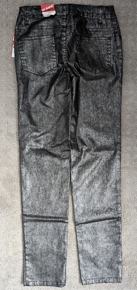 Pantalones de mezclilla ajustados negros brillantes Bongo talla 10 para niñas usados con etiquetas Foto 2 de 3