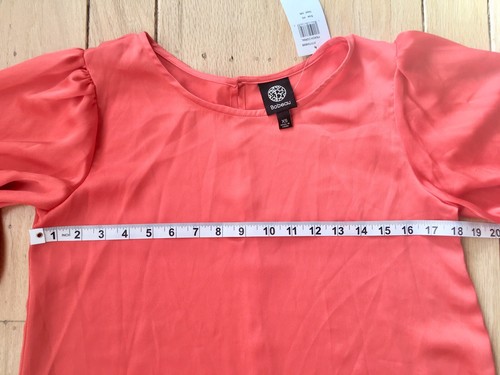 Camicetta donna BOBEAU nuova taglia XS S arancione maniche 3/4 con volant relaxed leggera top - Foto 3 di 7
