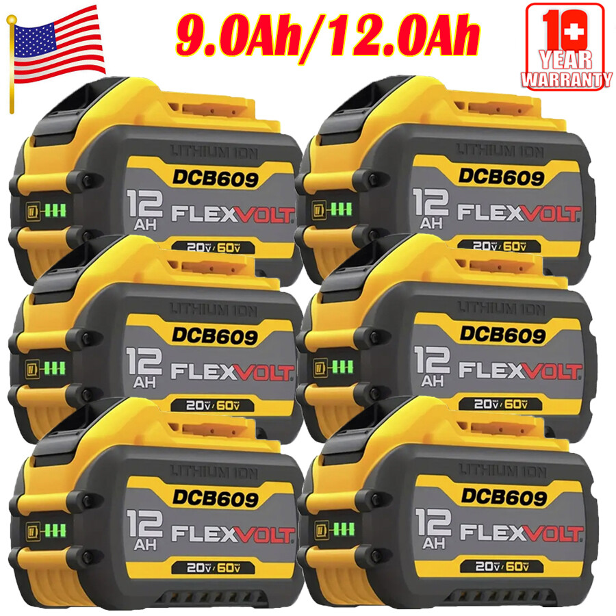 6 Pack DCB609-2 For DEWALT FLEXVOLT 20V/60V 12Ah 9Ah MAX Li-Ion Battery DCB606